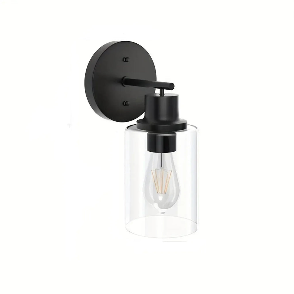 Industrial Metal Vanity Light with Glass Shade for Bedroom
