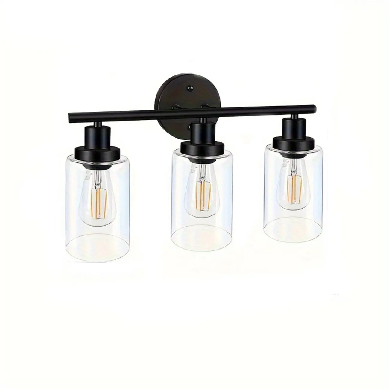Industrial Metal Vanity Light with Glass Shade for Bedroom