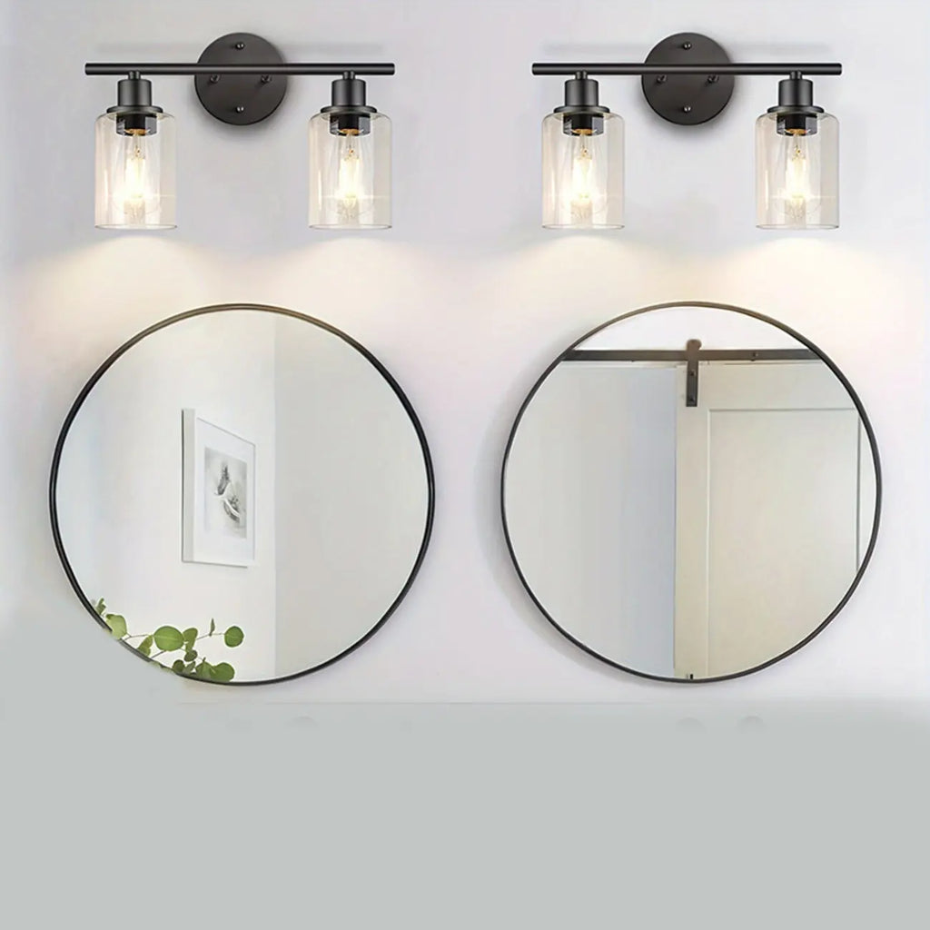 Industrial Metal Vanity Light with Glass Shade for Bedroom