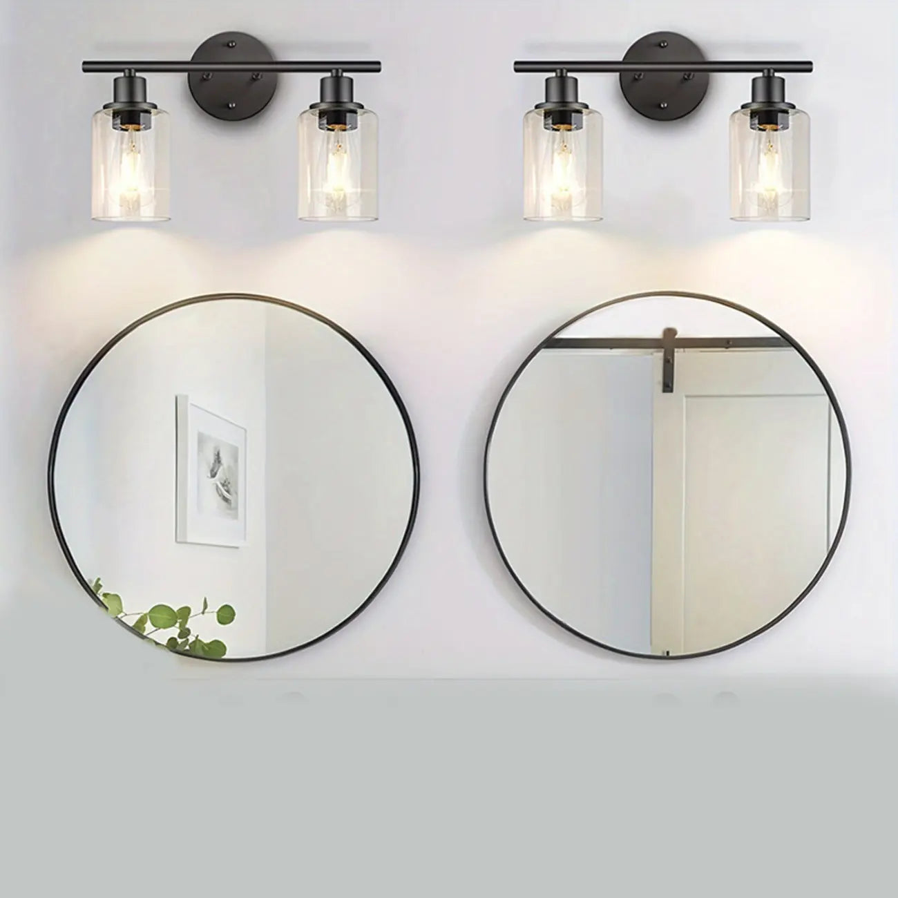 Industrial Metal Vanity Light with Glass Shade for Bedroom