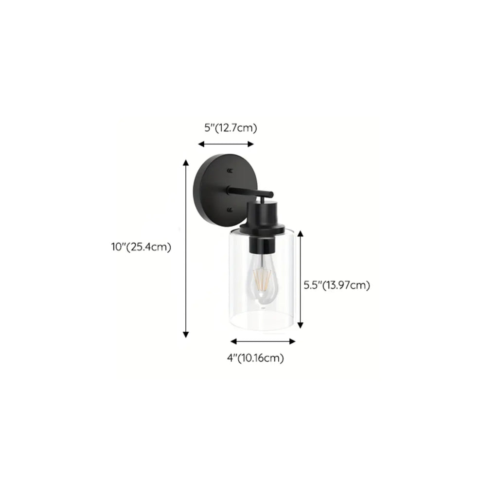 Industrial Metal Vanity Light with Glass Shade for Bedroom