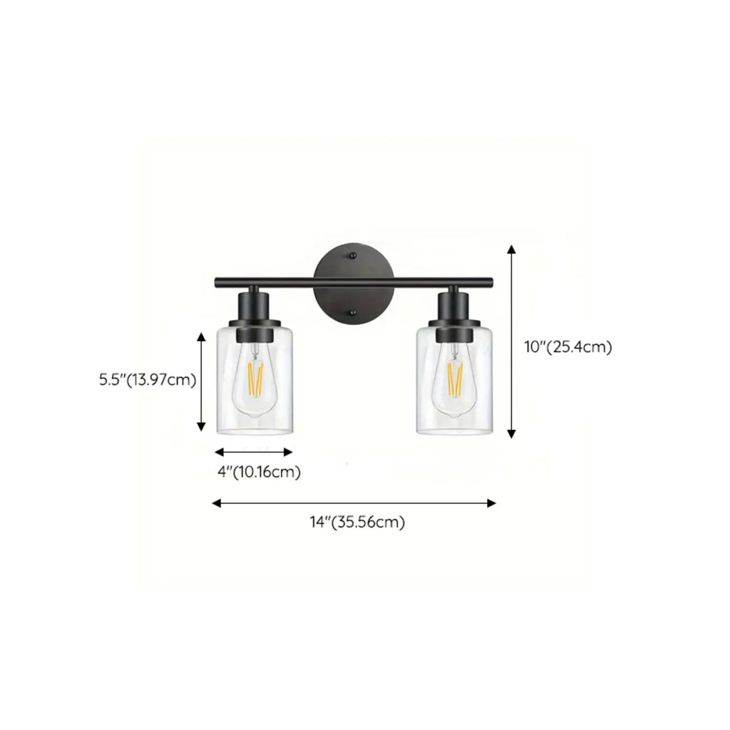 Industrial Metal Vanity Light with Glass Shade for Bedroom