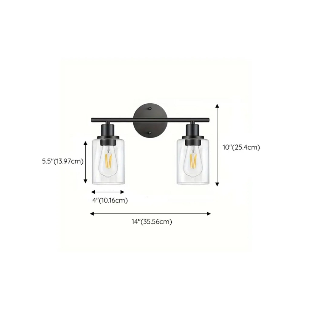 Industrial Metal Vanity Light with Glass Shade for Bedroom
