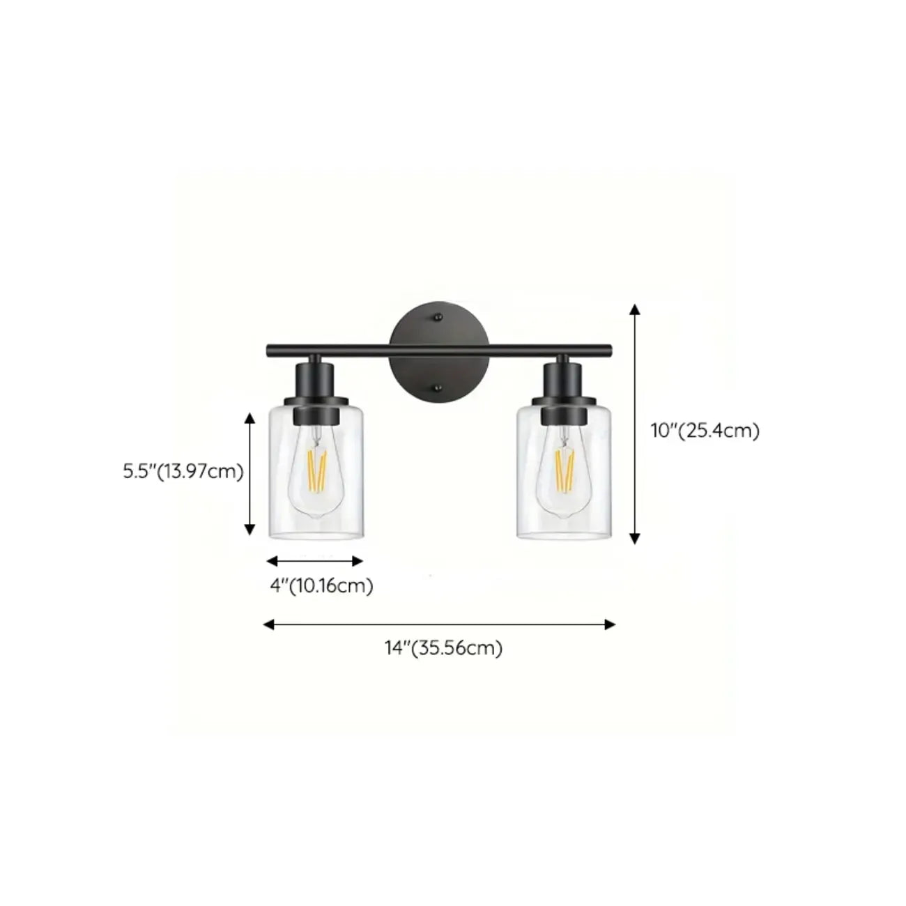 Industrial Metal Vanity Light with Glass Shade for Bedroom