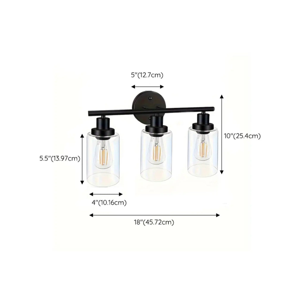 Industrial Metal Vanity Light with Glass Shade for Bedroom