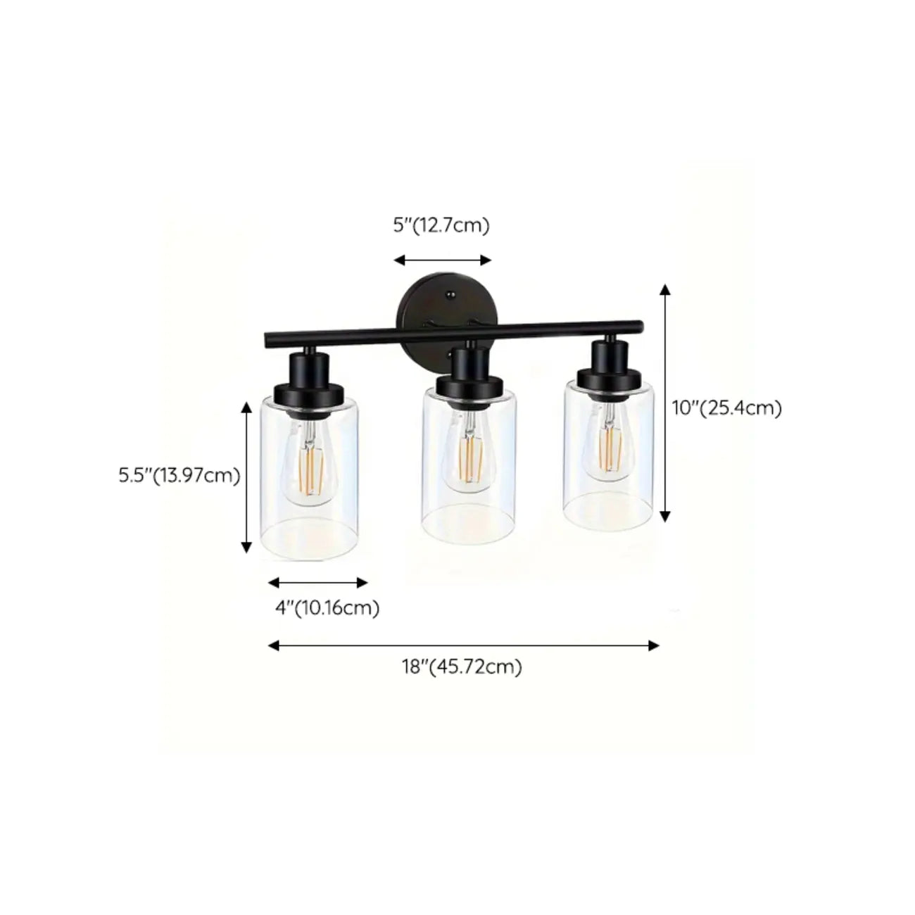 Industrial Metal Vanity Light with Glass Shade for Bedroom
