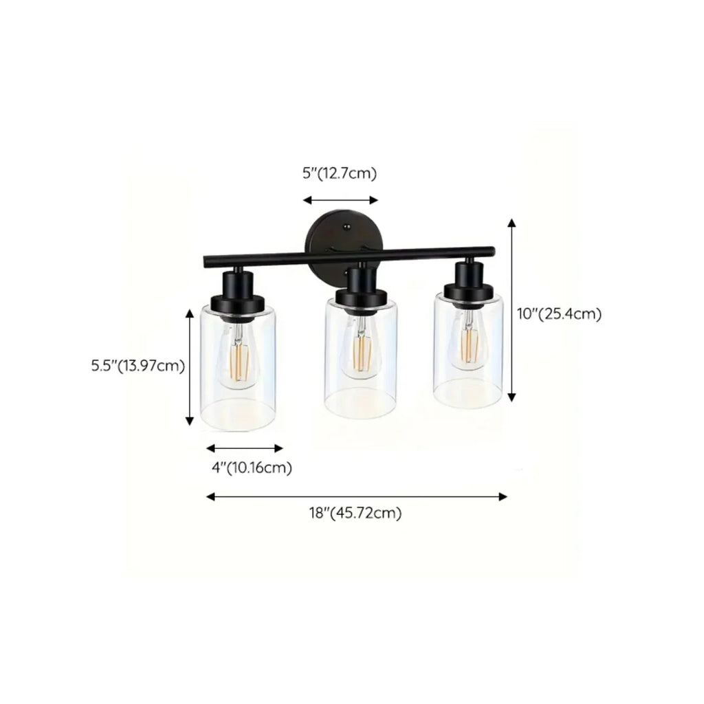 Industrial Metal Vanity Light with Glass Shade for Bedroom