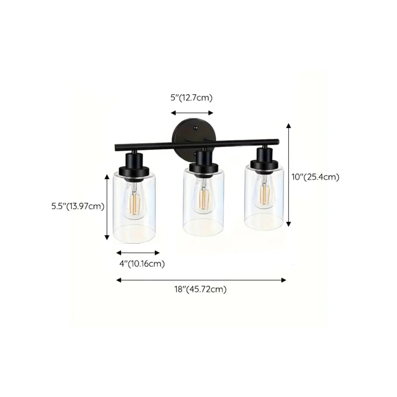 Industrial Metal Vanity Light with Glass Shade for Bedroom