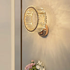 Dimmable Round Crystal Wall Sconce for Living Spaces Decor