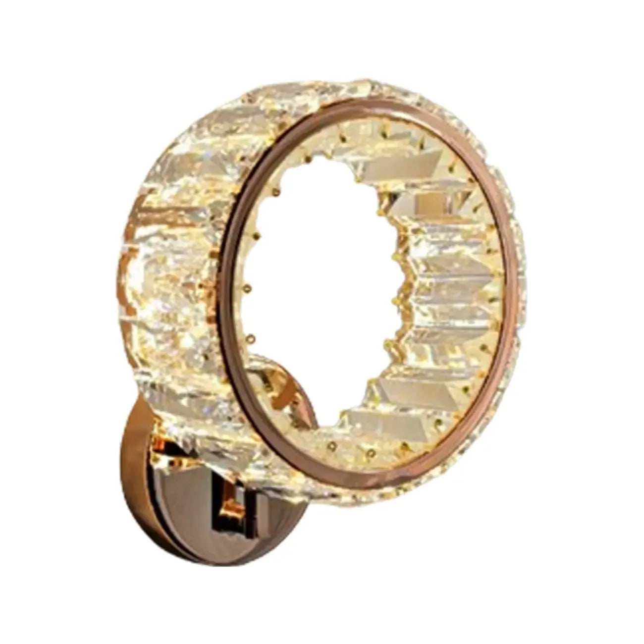 Dimmable Round Crystal Wall Sconce for Living Spaces Decor