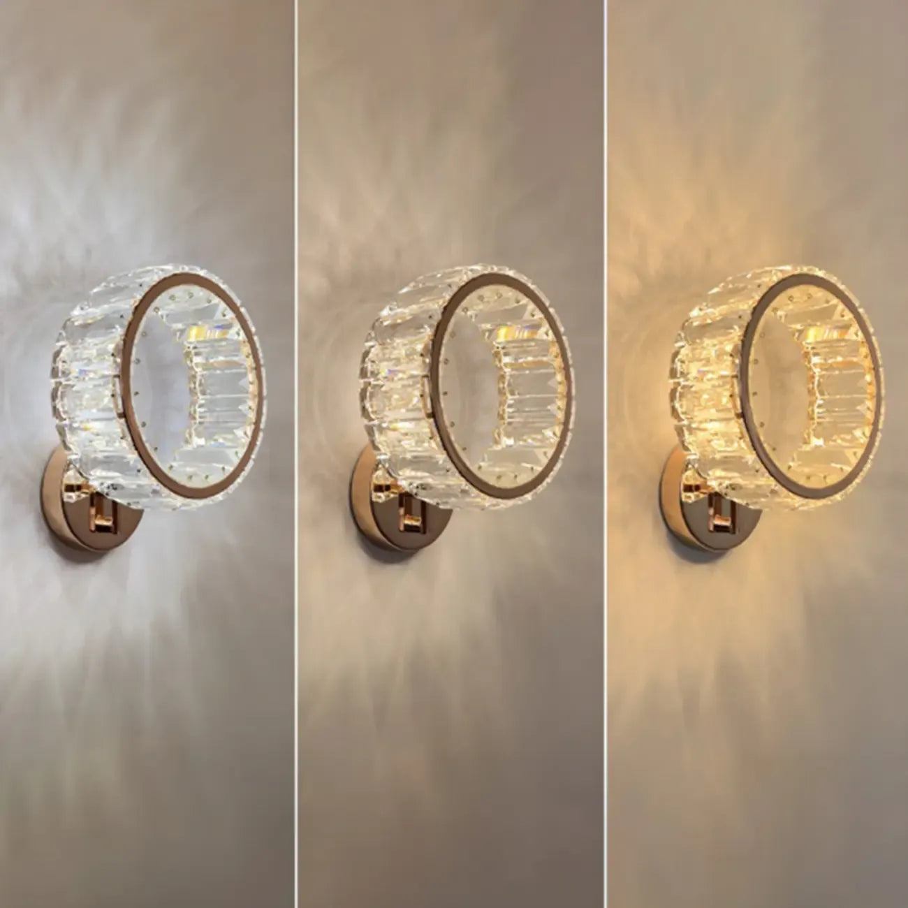 Dimmable Round Crystal Wall Sconce for Living Spaces Decor