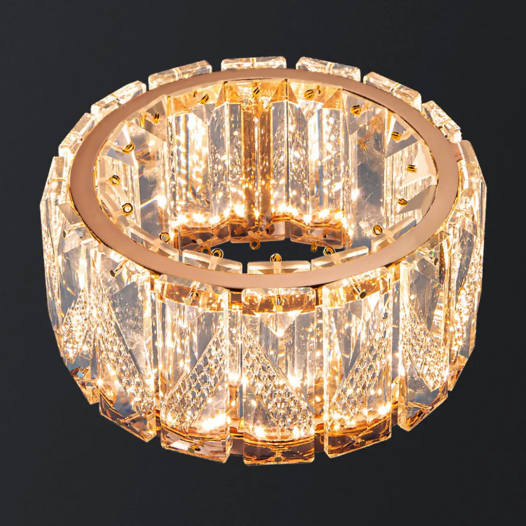 Dimmable Round Crystal Wall Sconce for Living Spaces Decor