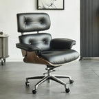 Mid-Century Modern Ergonomic Office Chair Genuine Leather
