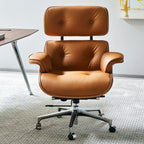 Mid-Century Modern Ergonomic Office Chair Genuine Leather