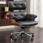 Mid-Century Modern Ergonomic Office Chair Genuine Leather