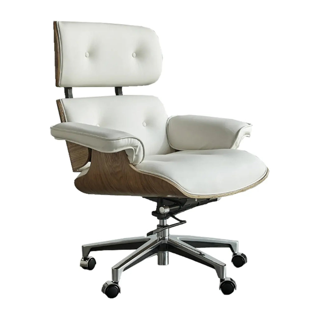 Mid-Century Modern Ergonomic Office Chair Genuine Leather