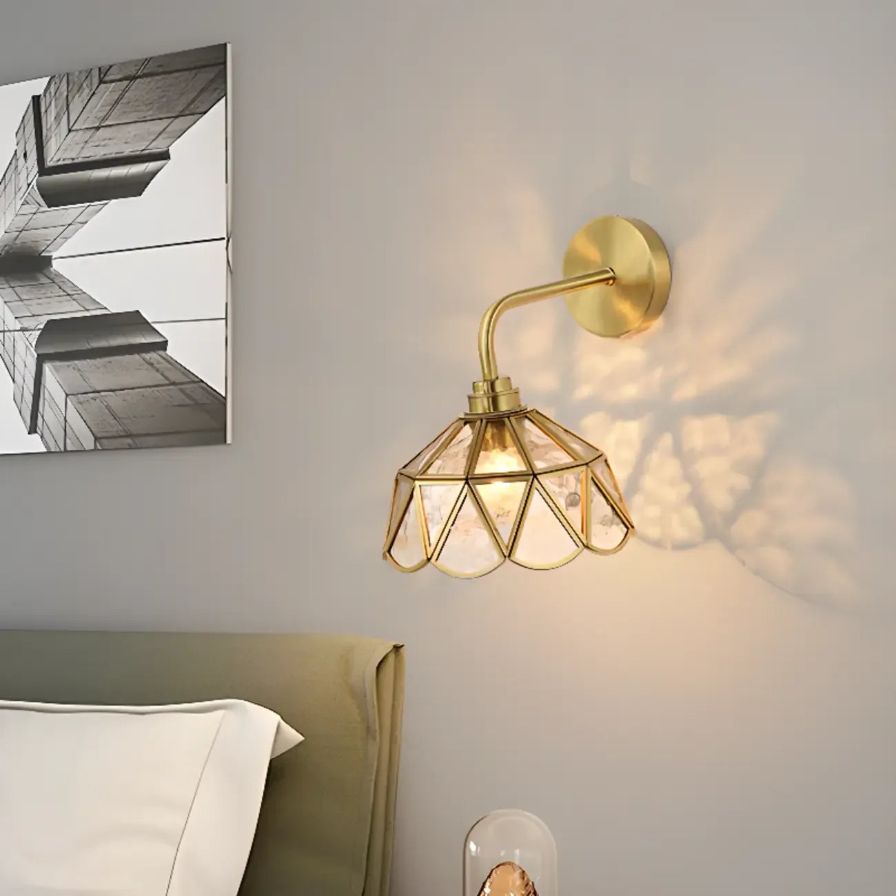 Vintage Wall Sconce with Crystal Shade for Interior spaces