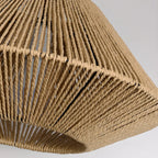 Adjustable Oriental Rattan & Metal Beige Pendant Light