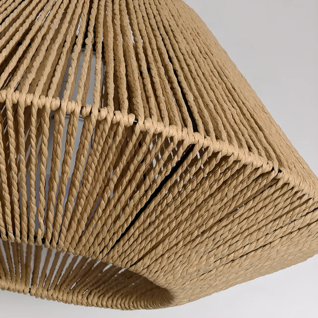 Adjustable Oriental Rattan & Metal Beige Pendant Light