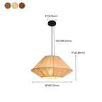 Adjustable Oriental Rattan & Metal Beige Pendant Light