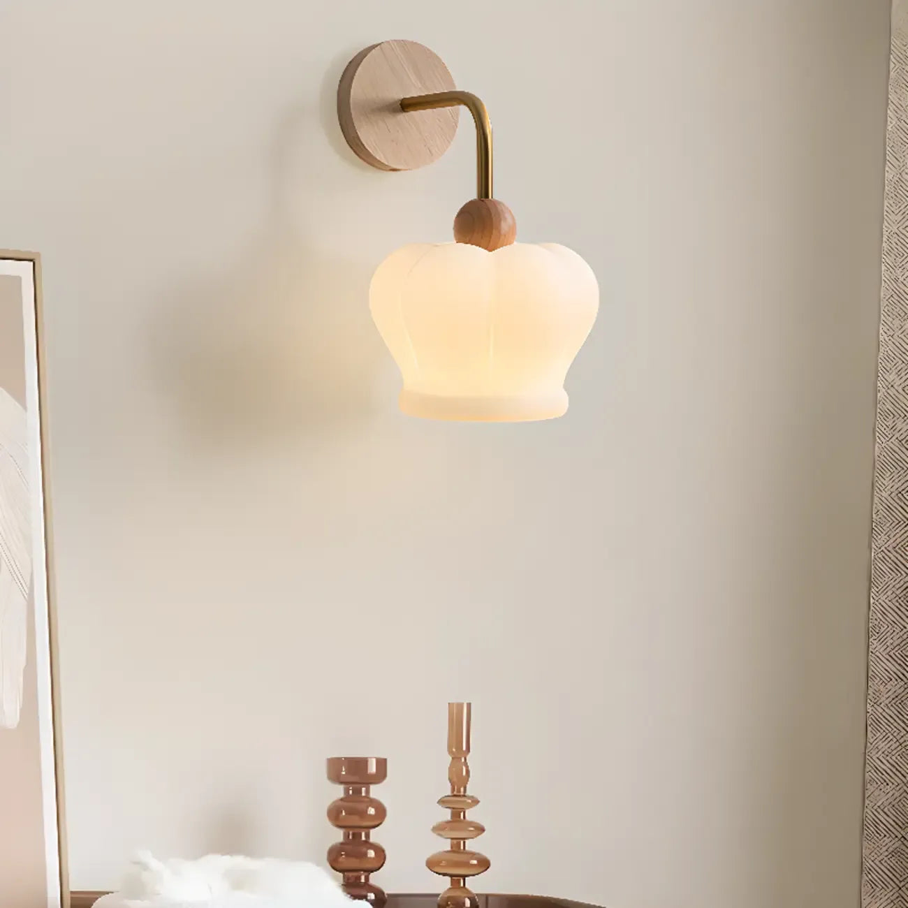 Minimalist Wood Color G9 Wall Sconce for Bedroom Decor