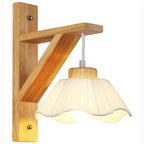 Indoor Mini Wall Sconce with Fabric Shade & Wooden Frame