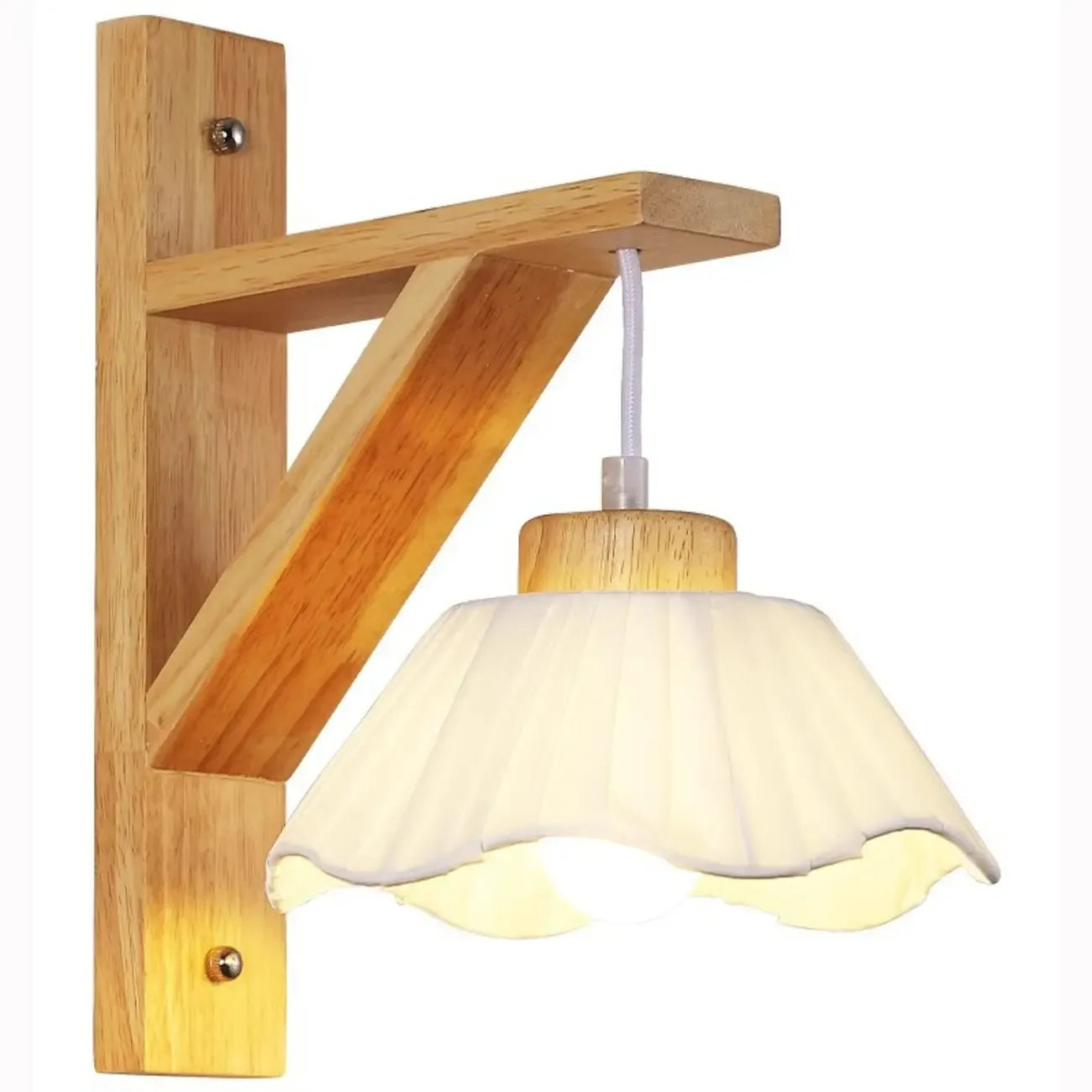 Indoor Mini Wall Sconce with Fabric Shade & Wooden Frame