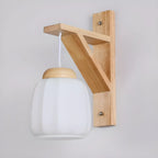 Indoor Mini Wall Sconce with Fabric Shade & Wooden Frame