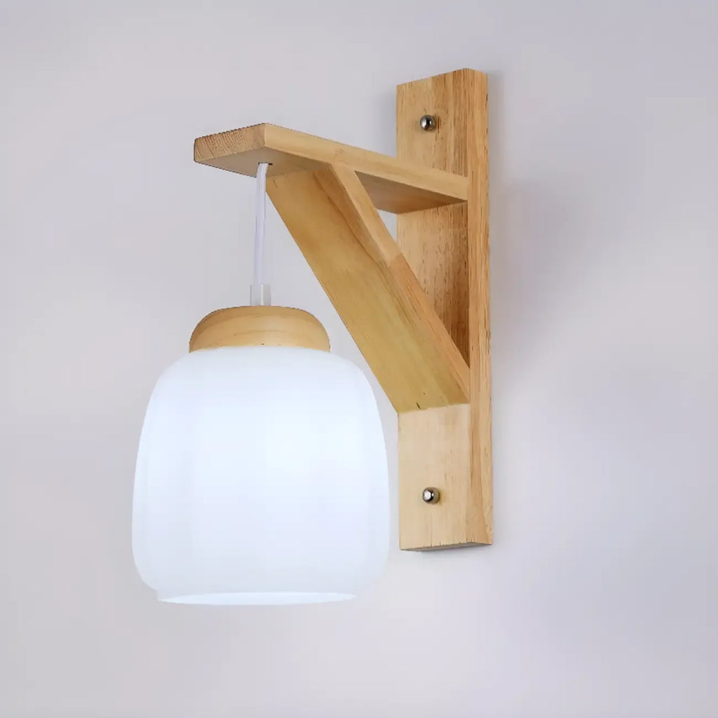 Indoor Mini Wall Sconce with Fabric Shade & Wooden Frame