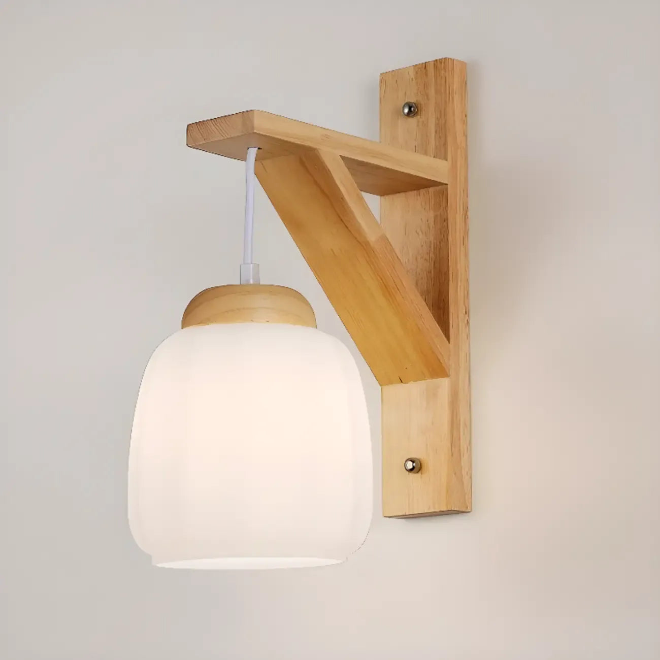 Indoor Mini Wall Sconce with Fabric Shade & Wooden Frame