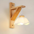 Indoor Mini Wall Sconce with Fabric Shade & Wooden Frame