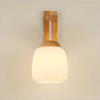 Indoor Mini Wall Sconce with Fabric Shade & Wooden Frame