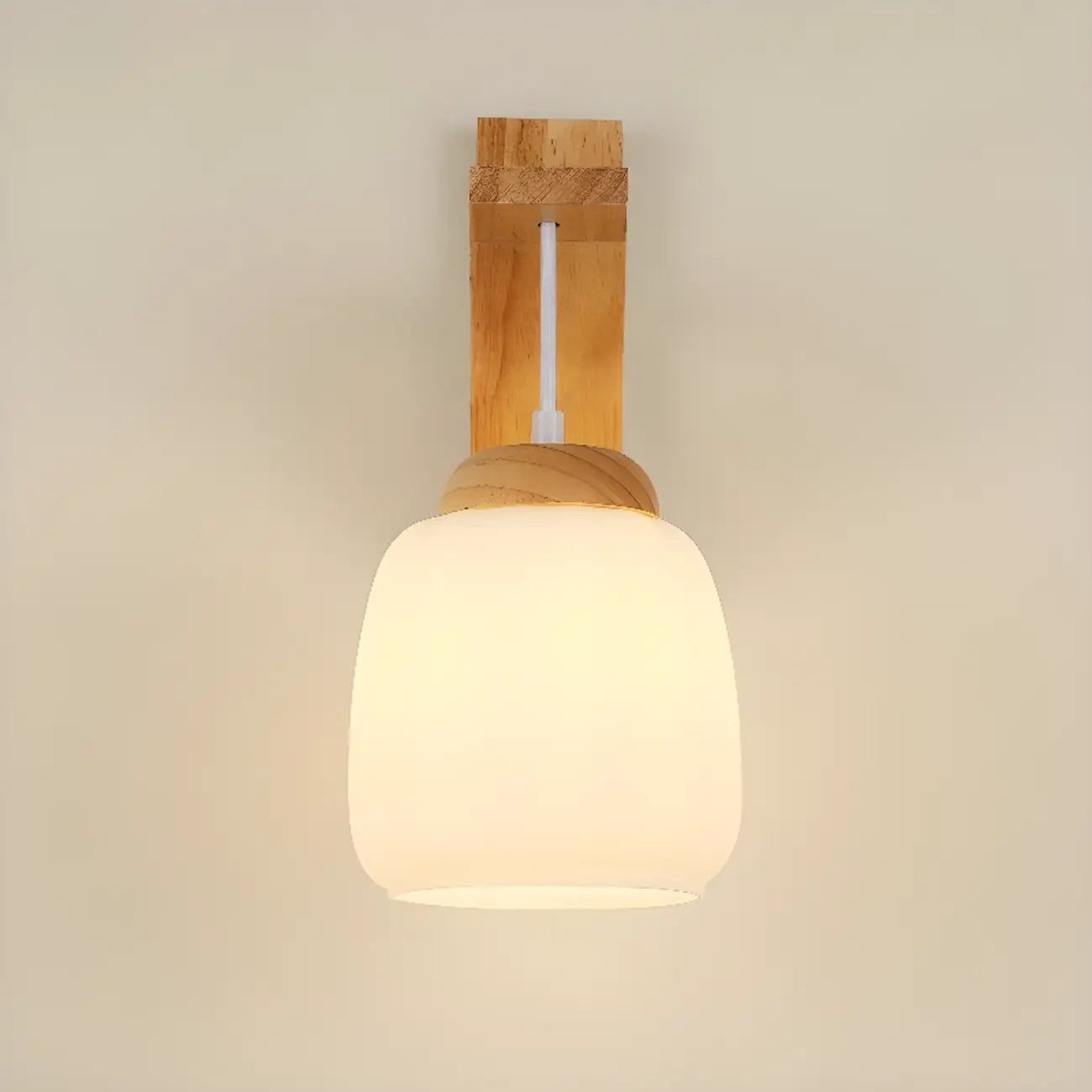Indoor Mini Wall Sconce with Fabric Shade & Wooden Frame