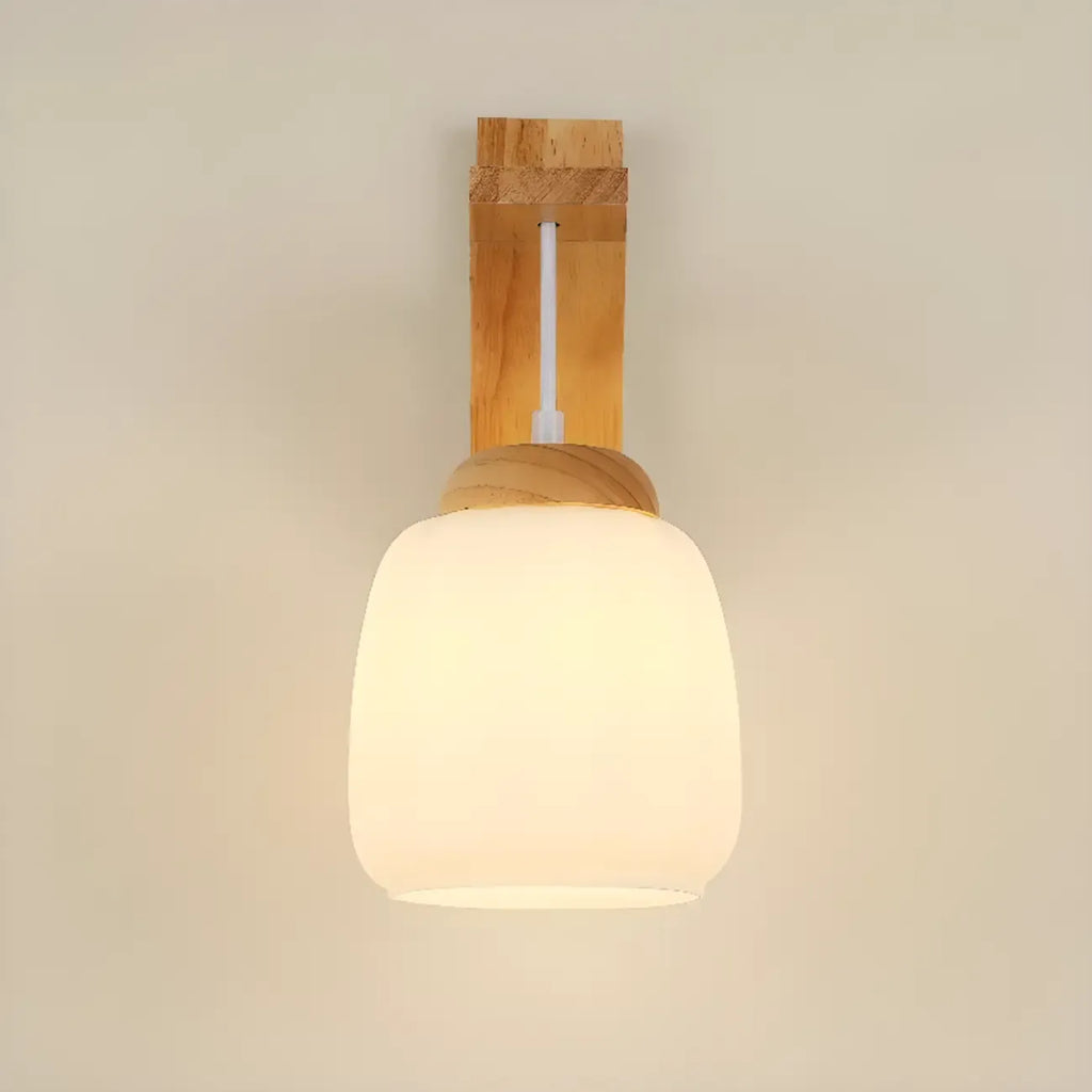 Indoor Mini Wall Sconce with Fabric Shade & Wooden Frame