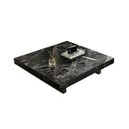 Modern Beige Sintered Stone Square Sleigh Base Coffee Table