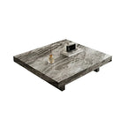 Modern Beige Sintered Stone Square Sleigh Base Coffee Table