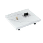 Modern Beige Sintered Stone Square Sleigh Base Coffee Table