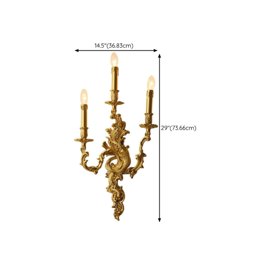 Modern Indoor Ornate Brass Wall Sconce for Hallway Lighting