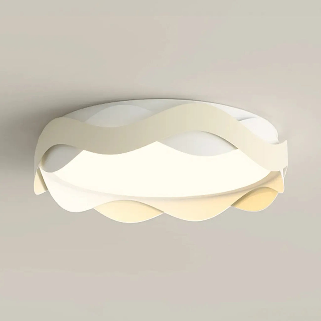 4.5 White Wave Modern Flush Mount Ceiling Light for Bedroom