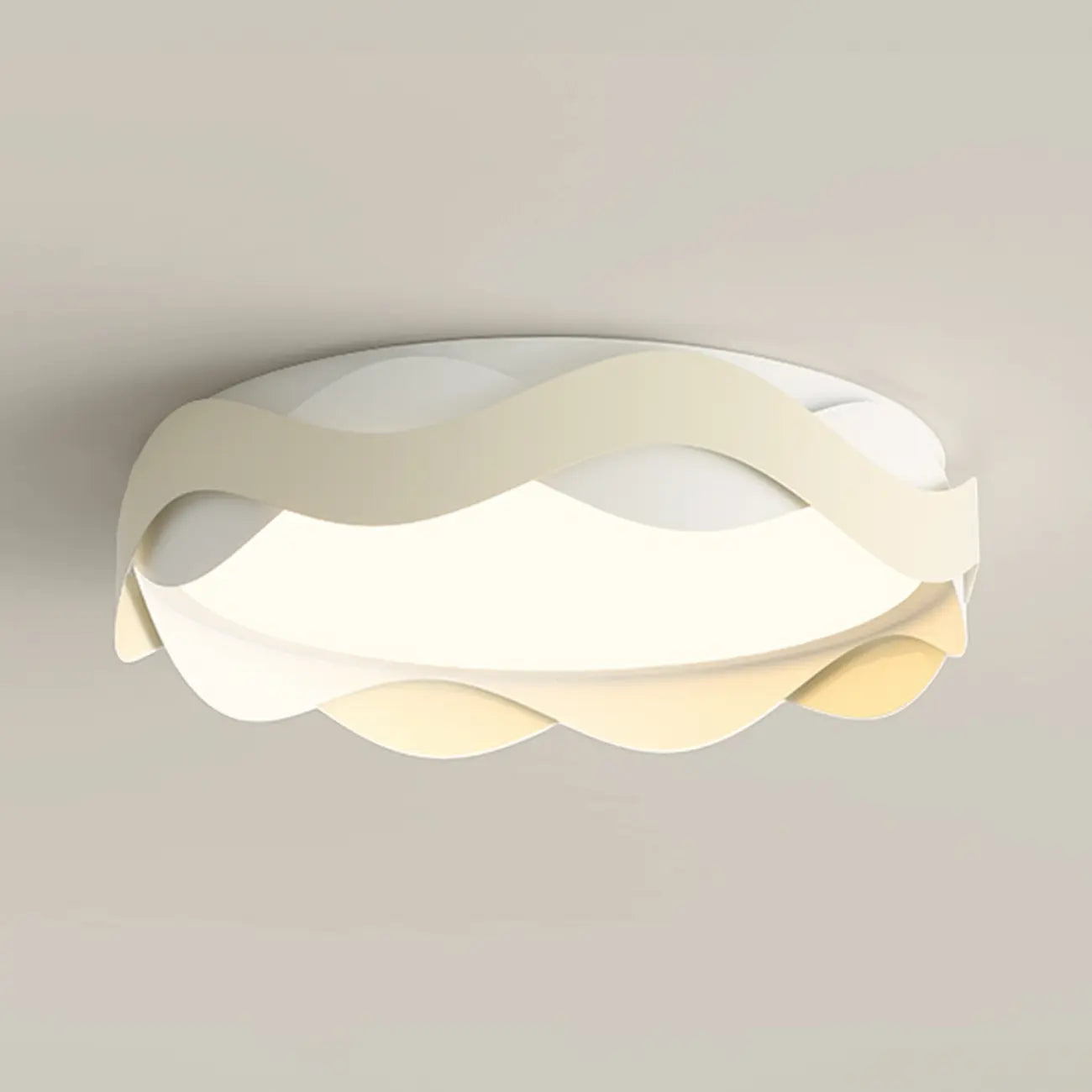 4.5 White Wave Modern Flush Mount Ceiling Light for Bedroom