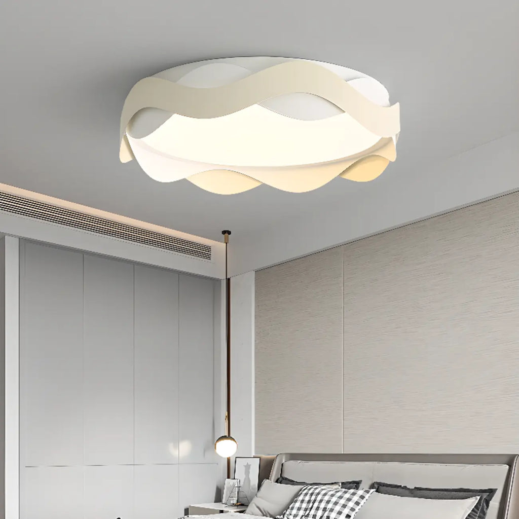 4.5 White Wave Modern Flush Mount Ceiling Light for Bedroom