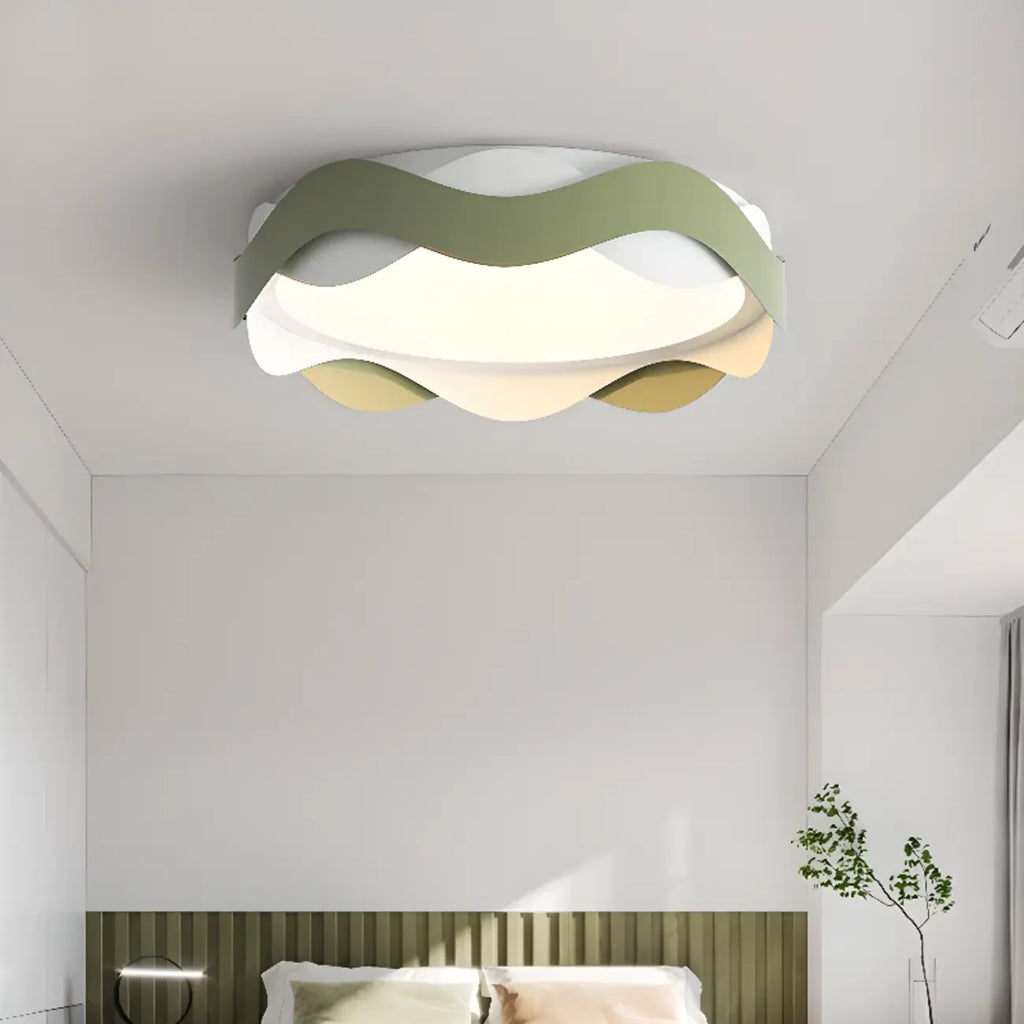 4.5 White Wave Modern Flush Mount Ceiling Light for Bedroom
