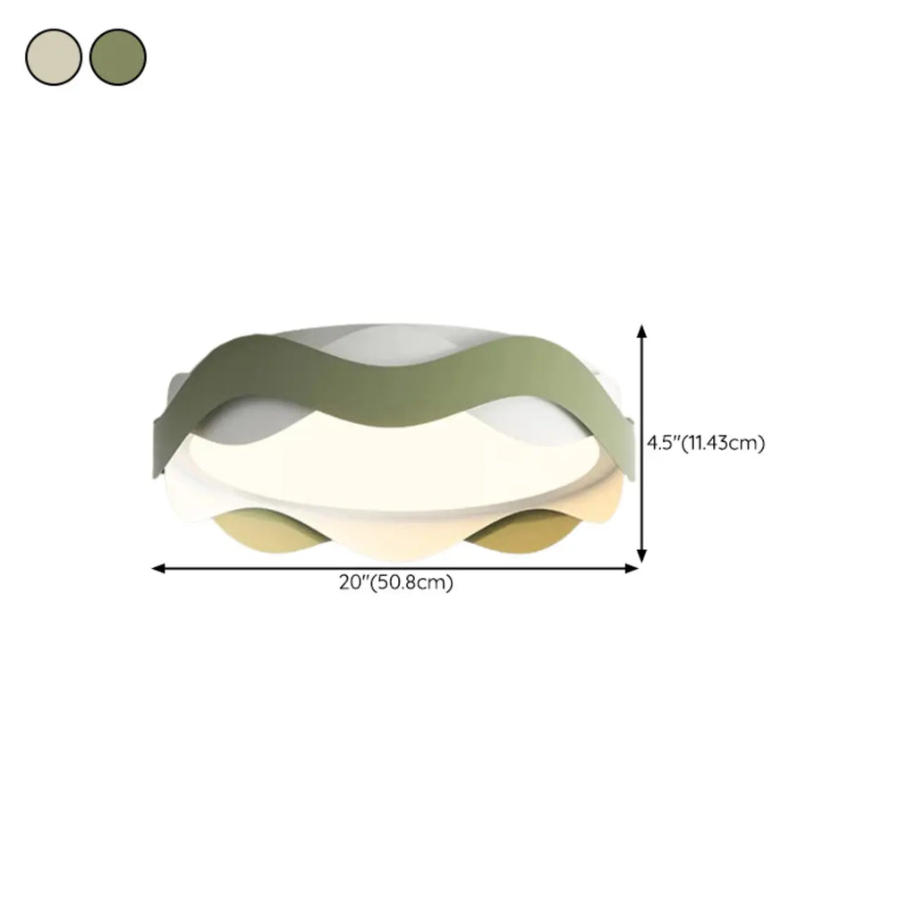 4.5 White Wave Modern Flush Mount Ceiling Light for Bedroom