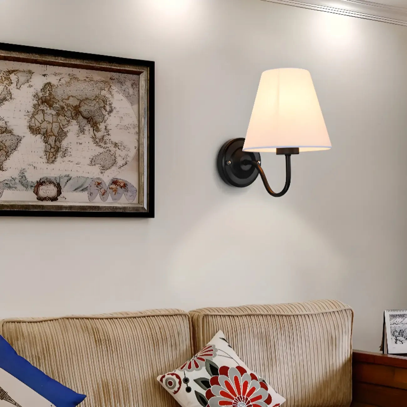 Vintage Wall Sconce with Fabric Shade for Residential Use