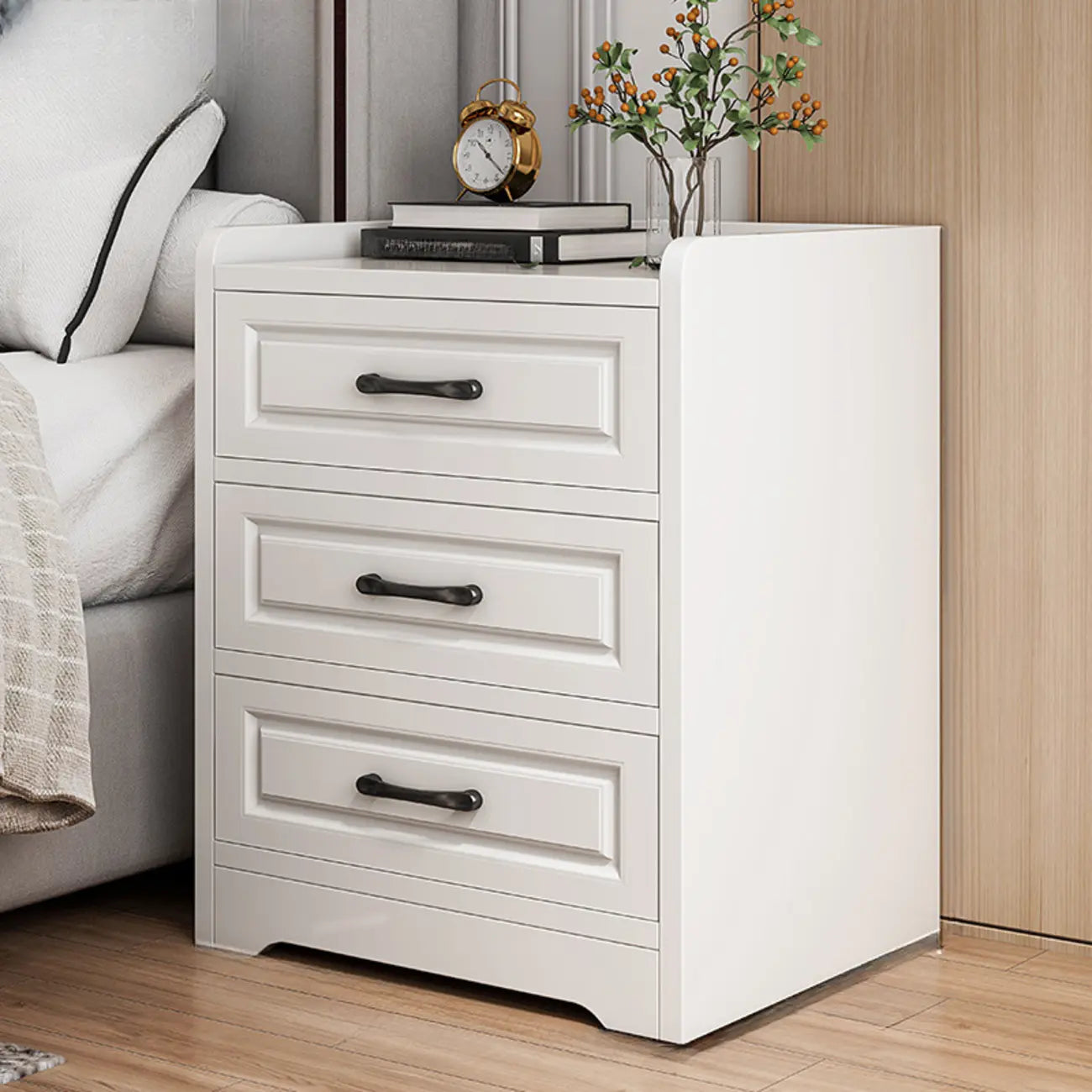 Small Wooden 1-Drawer Open Storage Nightstand Nut-Brown