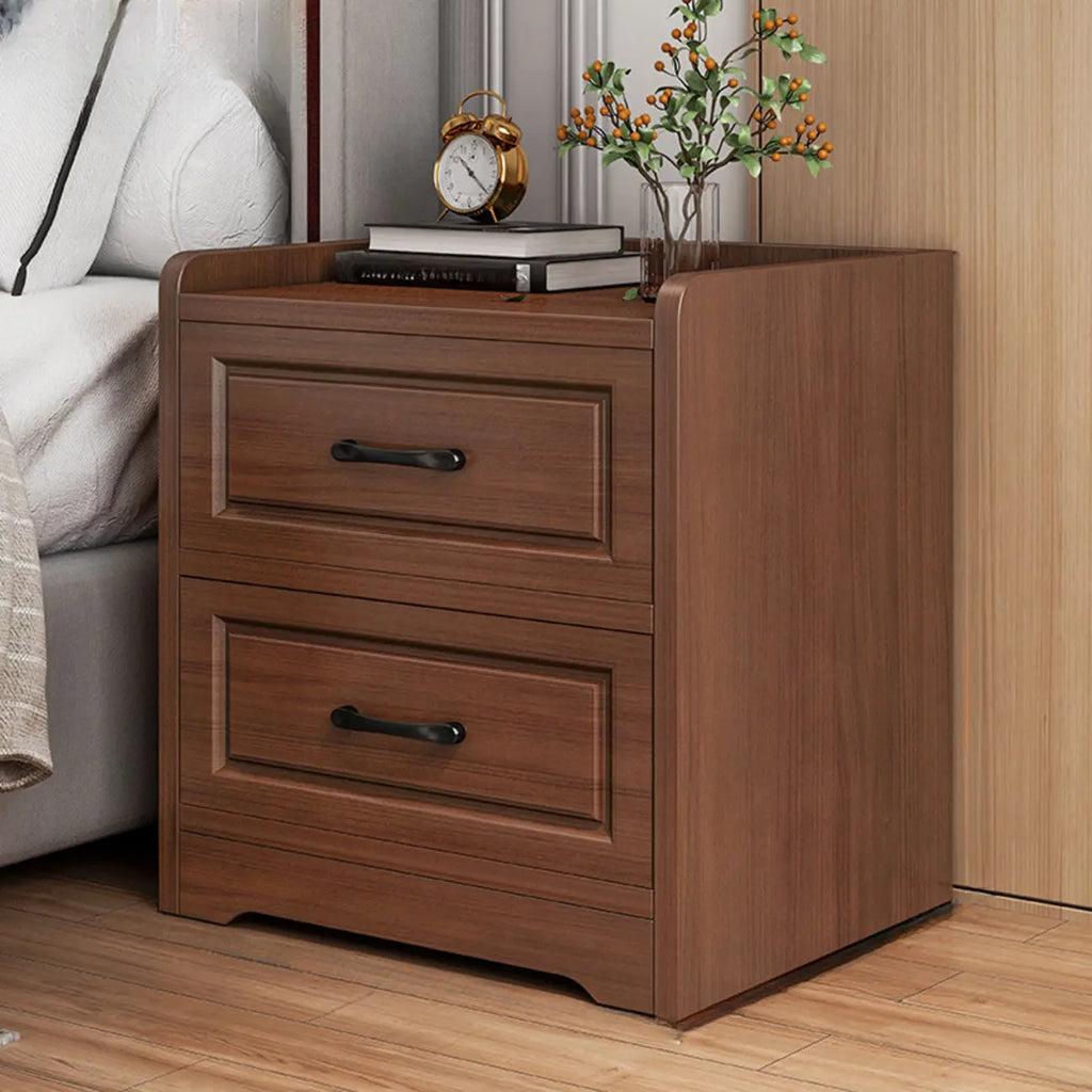 Small Wooden 1-Drawer Open Storage Nightstand Nut-Brown