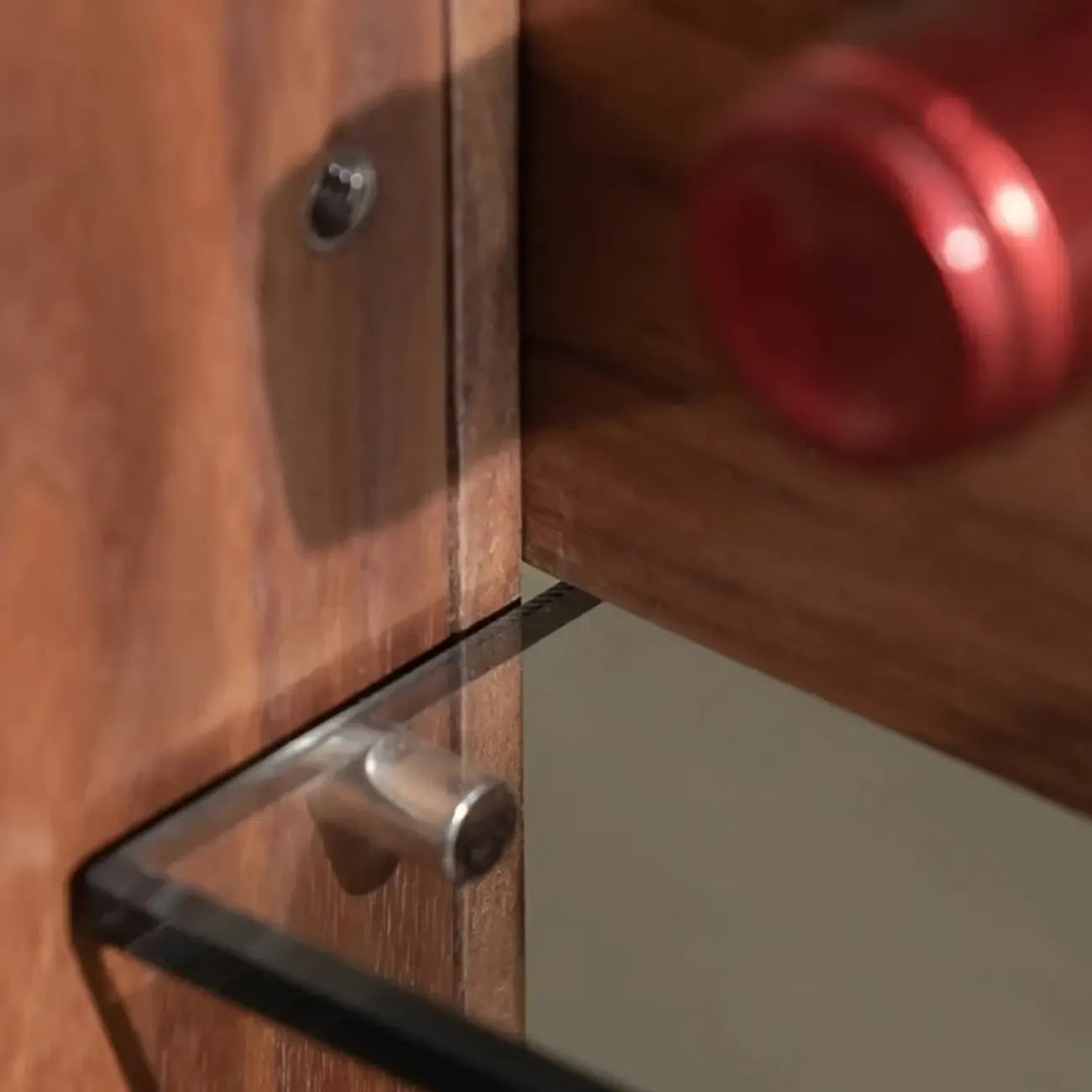 Sitting Room Old School Walnut Glass Cabinet with Illuminating