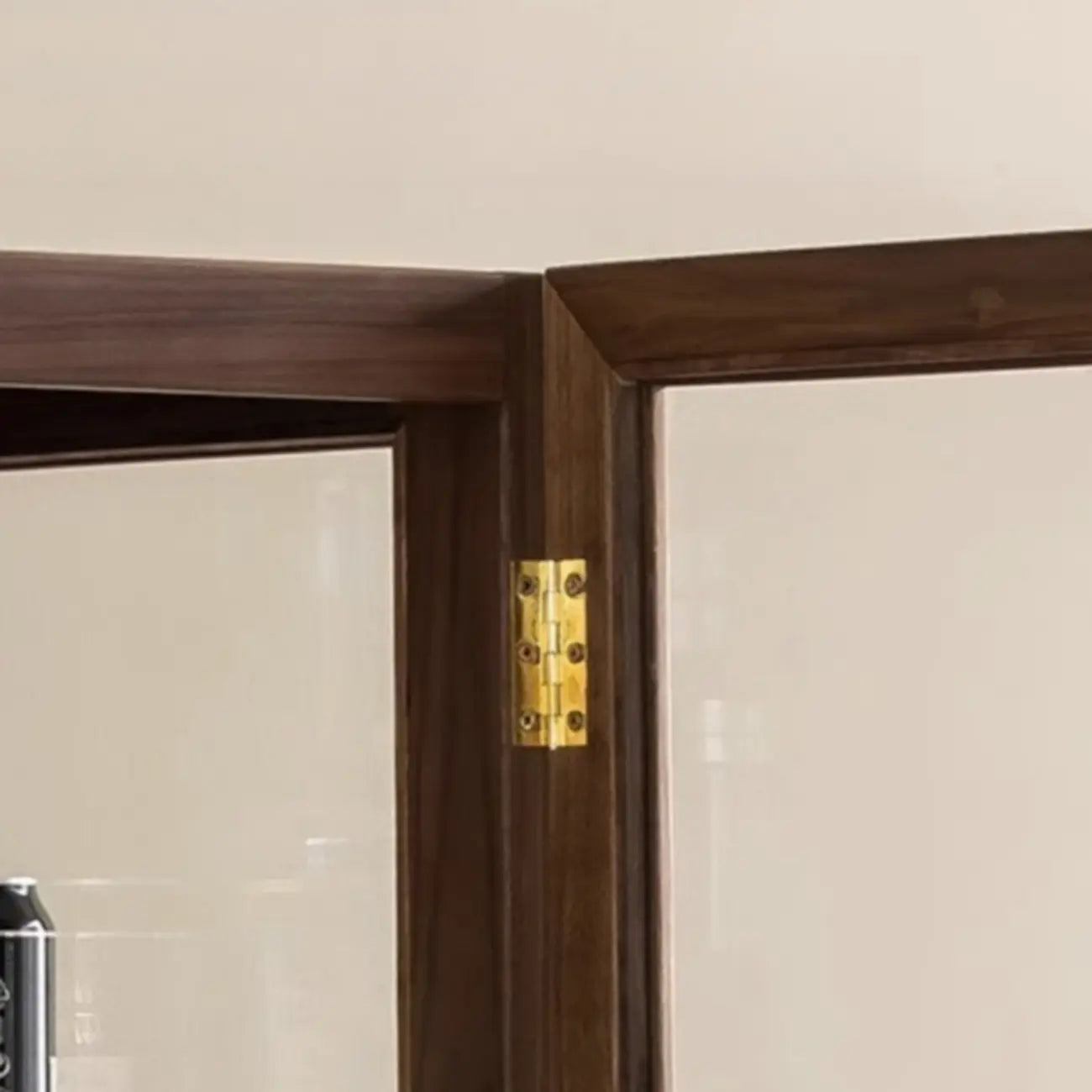 Sitting Room Old School Walnut Glass Cabinet with Illuminating