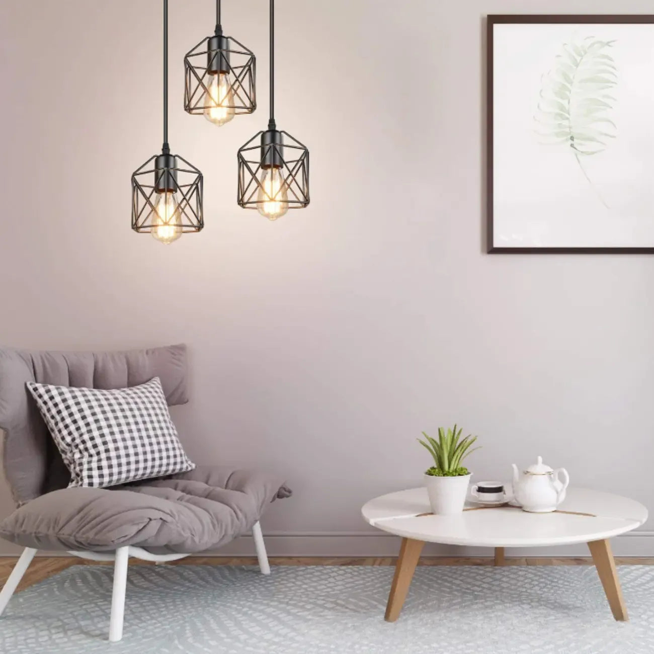 Industrial Black 1/3 Light Pendant Lights for Kitchen Island Hanging