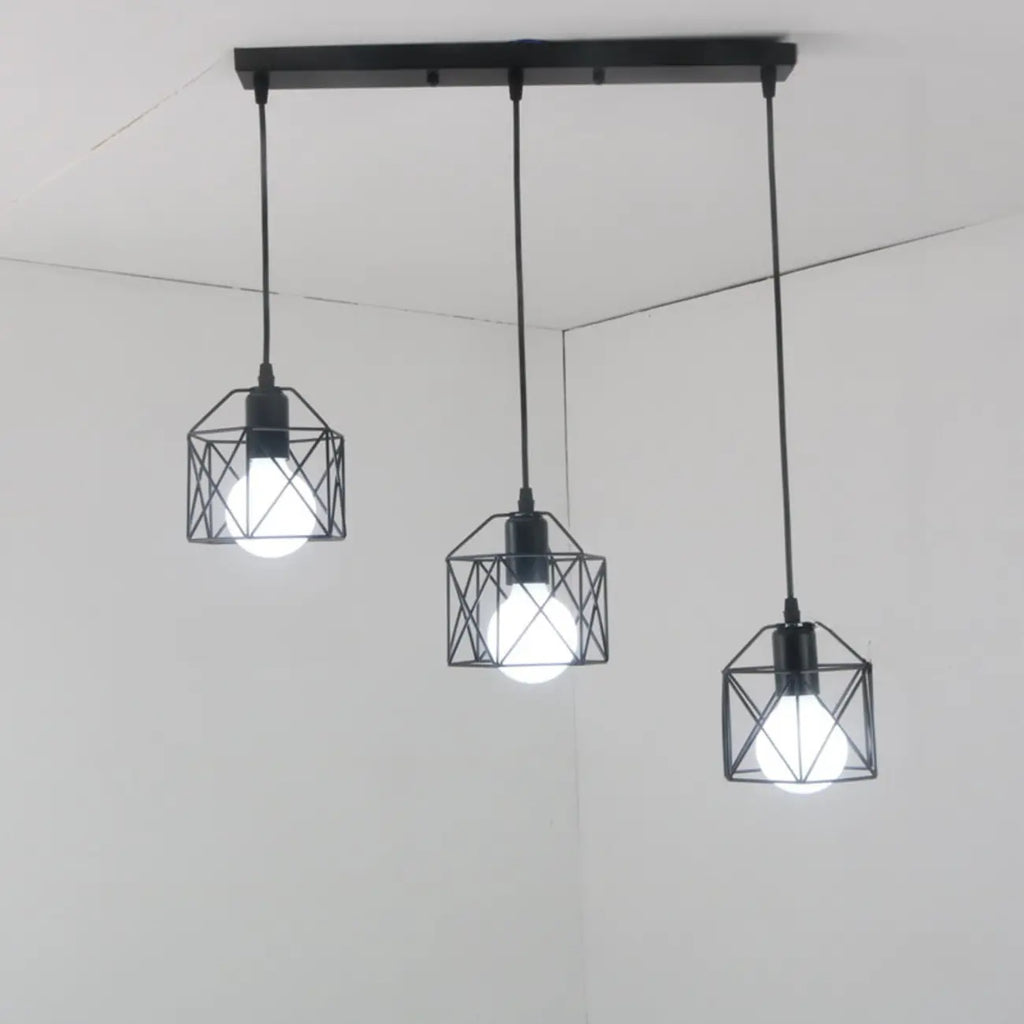 Industrial Black 1/3 Light Pendant Lights for Kitchen Island Hanging